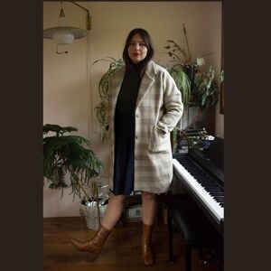 Valerie Dumaine Avel Coat - Size M - Brown Plaid